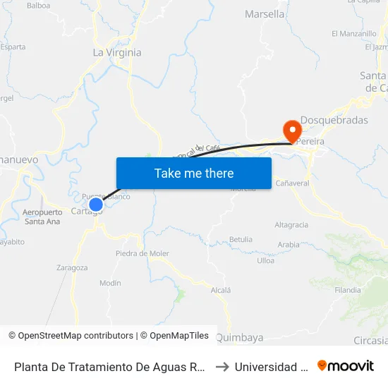 Planta De Tratamiento De Aguas Residuales to Universidad Libre map