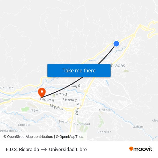 E.D.S. Risaralda to Universidad Libre map