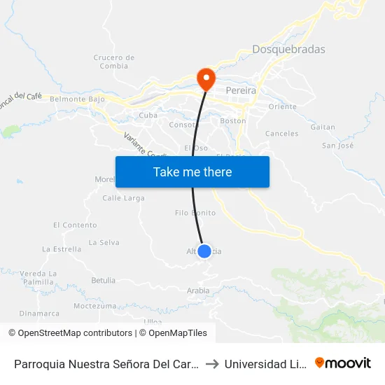 Parroquia Nuestra Señora Del Carmen to Universidad Libre map