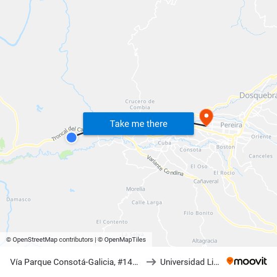 Vía Parque Consotá-Galicia, #149-55 to Universidad Libre map