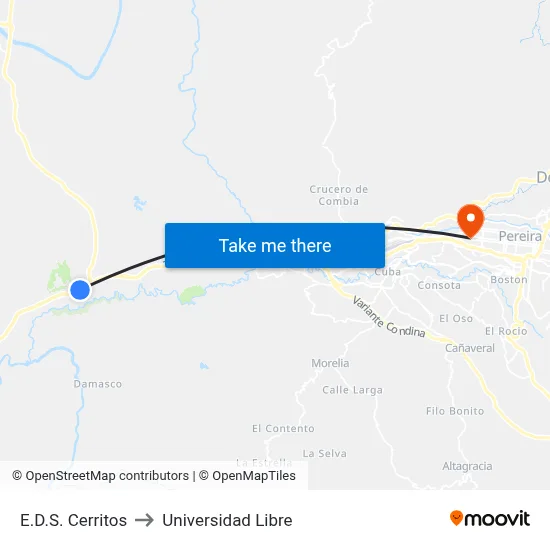 E.D.S. Cerritos to Universidad Libre map