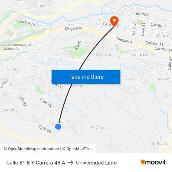 Calle 81 B Y Carrera 48 A to Universidad Libre map
