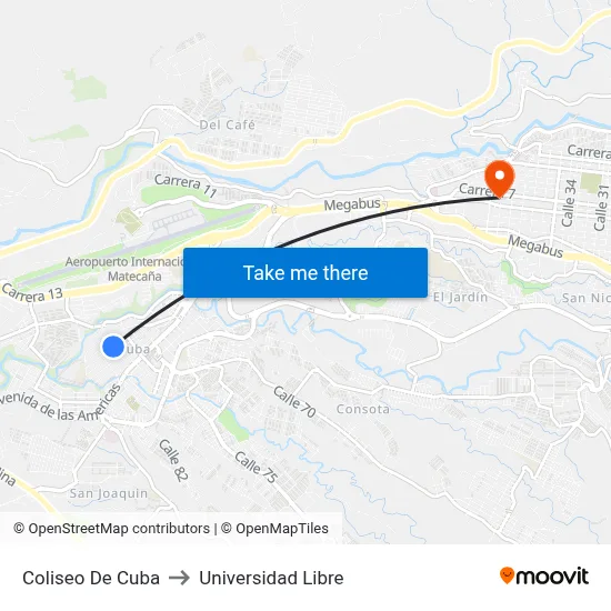 Coliseo De Cuba to Universidad Libre map
