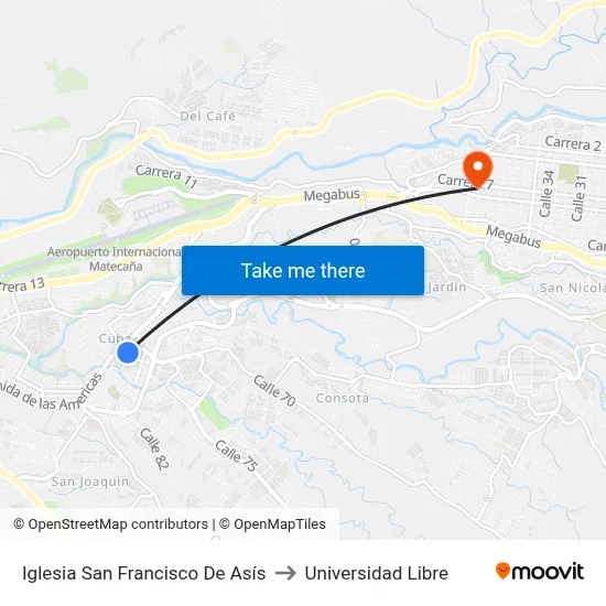 Iglesia San Francisco De Asís to Universidad Libre map