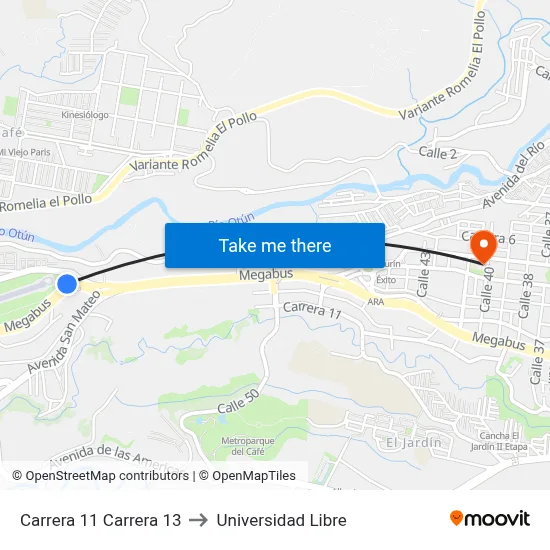 Carrera 11 Carrera 13 to Universidad Libre map