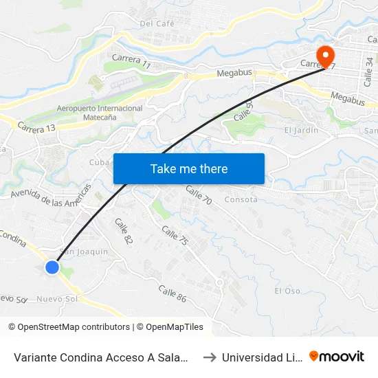 Variante Condina Acceso A Salamanca to Universidad Libre map