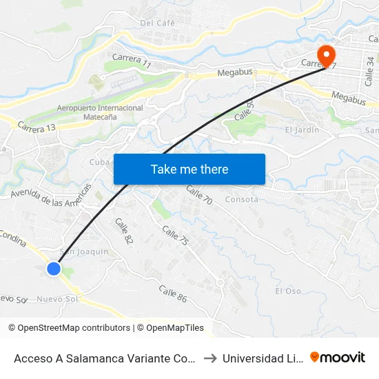Acceso A Salamanca Variante Condina to Universidad Libre map