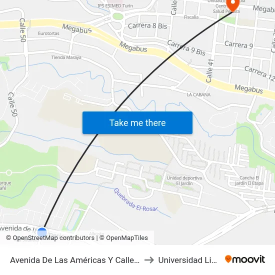 Avenida De Las Américas Y Calle 48 to Universidad Libre map