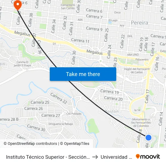 Instituto Técnico Superior - Sección Primaria to Universidad Libre map