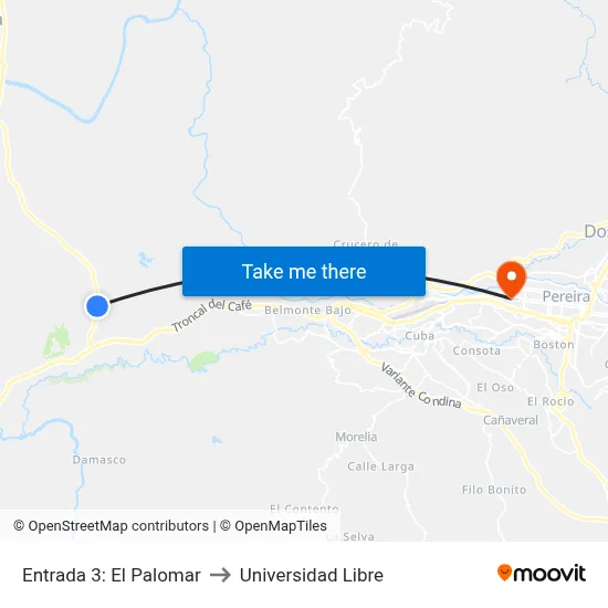 Entrada 3: El Palomar to Universidad Libre map