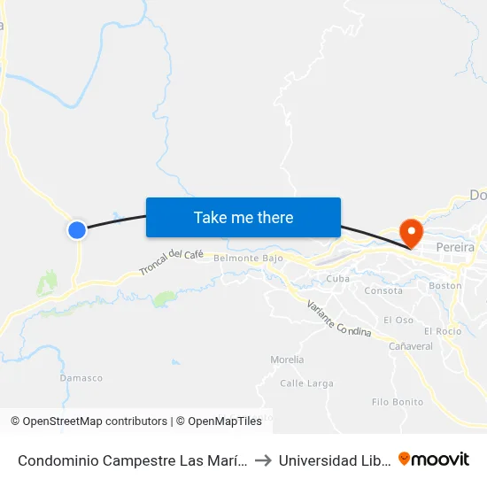 Condominio Campestre Las Marías to Universidad Libre map