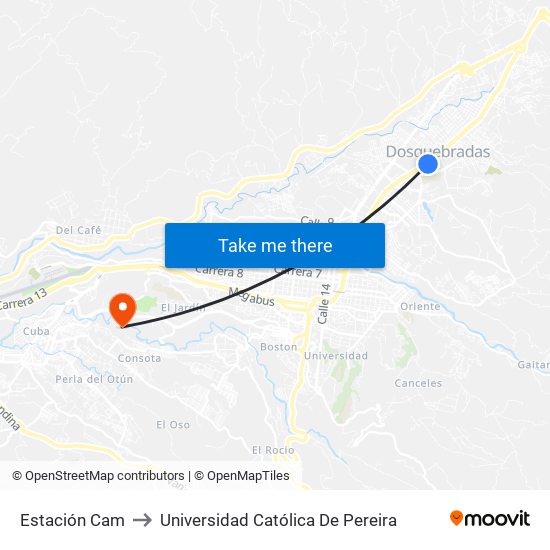 Estación Cam to Universidad Católica De Pereira map