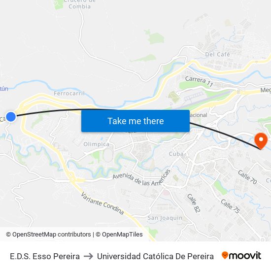 E.D.S. Esso Pereira to Universidad Católica De Pereira map