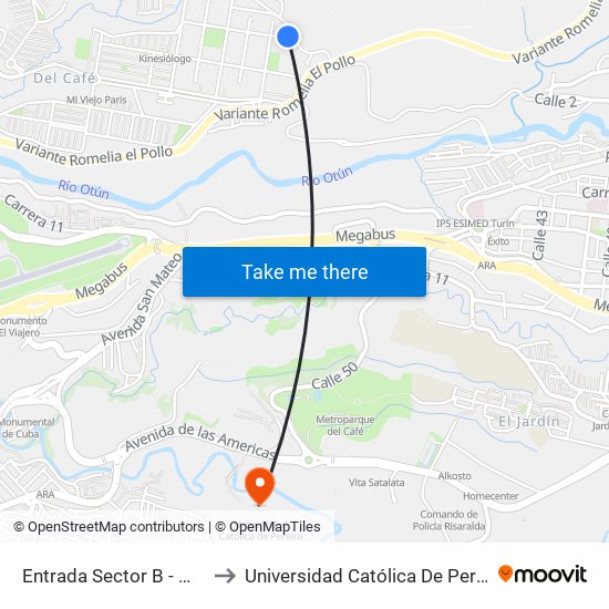 Entrada Sector B - Mz 6 to Universidad Católica De Pereira map