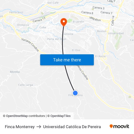 Finca Monterrey to Universidad Católica De Pereira map