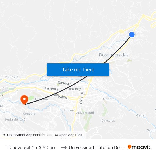 Transversal 15 A Y Carrera 16 to Universidad Católica De Pereira map