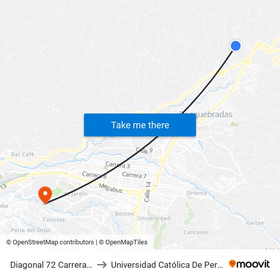 Diagonal 72 Carrera 6a to Universidad Católica De Pereira map