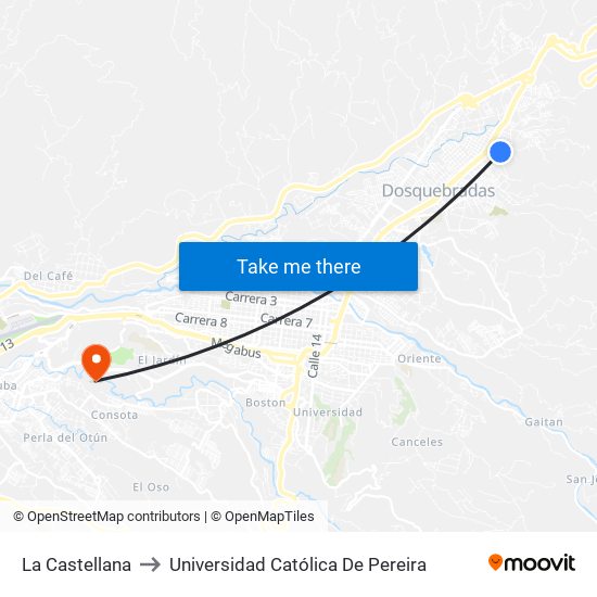 La Castellana to Universidad Católica De Pereira map