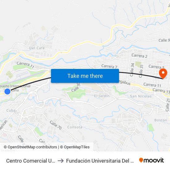 Centro Comercial Unicentro to Fundación Universitaria Del Área Andina map