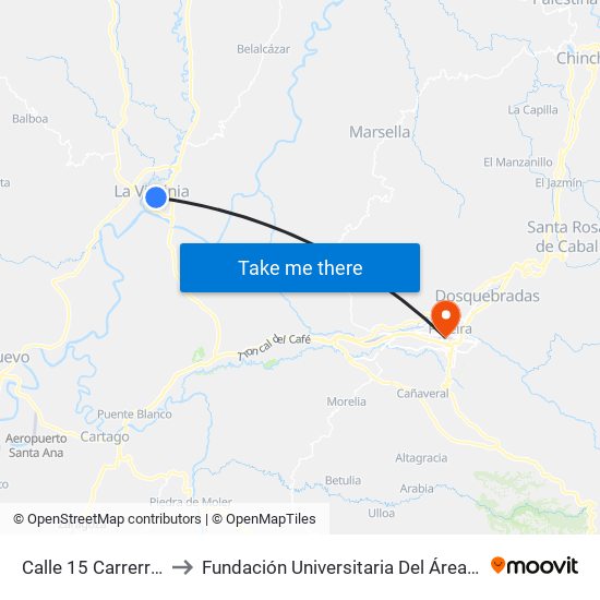 Calle 15 Carrerra 11 to Fundación Universitaria Del Área Andina map