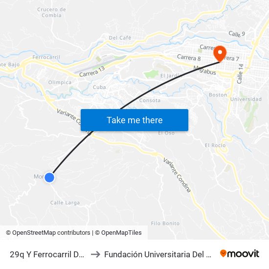 29q Y Ferrocarril De Caldas to Fundación Universitaria Del Área Andina map