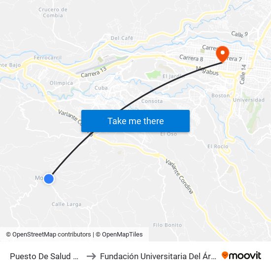 Puesto De Salud Morelia to Fundación Universitaria Del Área Andina map