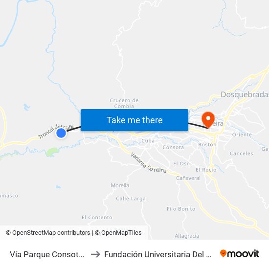 Vía Parque Consotá-Galicia to Fundación Universitaria Del Área Andina map
