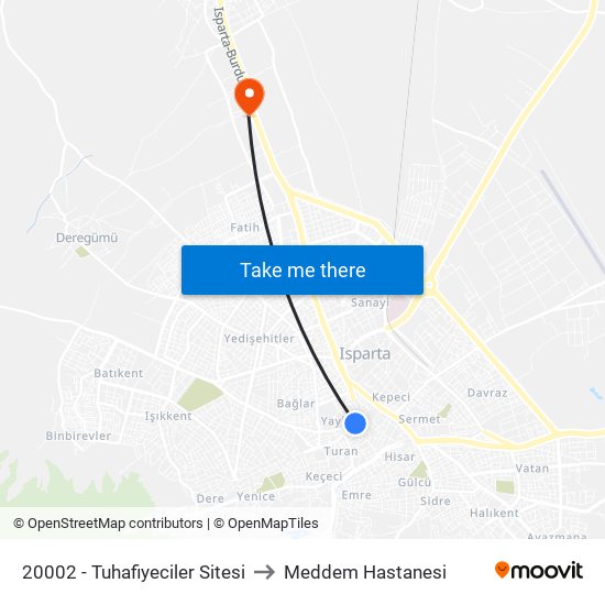 20002 - Tuhafiyeciler Sitesi to Meddem Hastanesi map