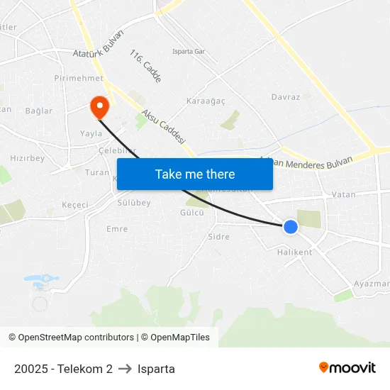 20025 - Telekom 2 to Isparta map