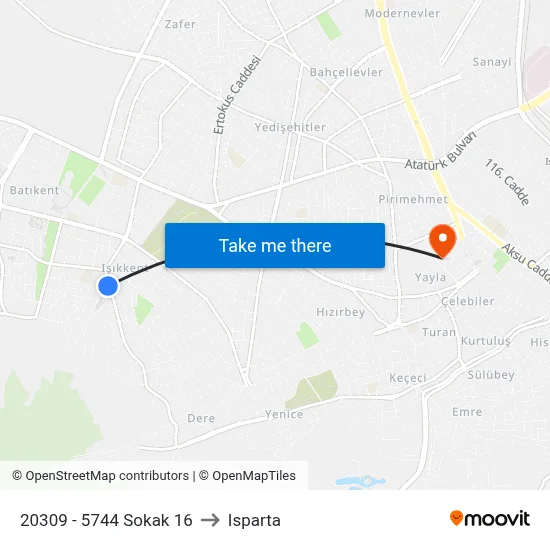 20309 - 5744 Sokak 16 to Isparta map