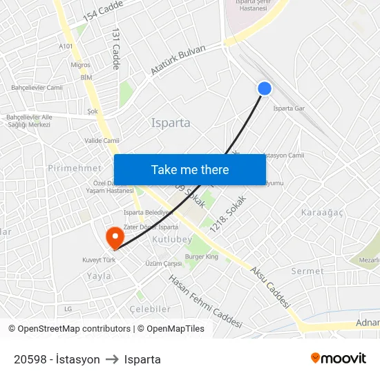 20598 - İstasyon to Isparta map