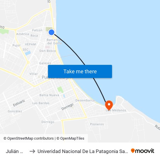 Julián Murga, 950 to Univeridad Nacional De La Patagonia San Juan Bosco - Sede Puerto Madryn map