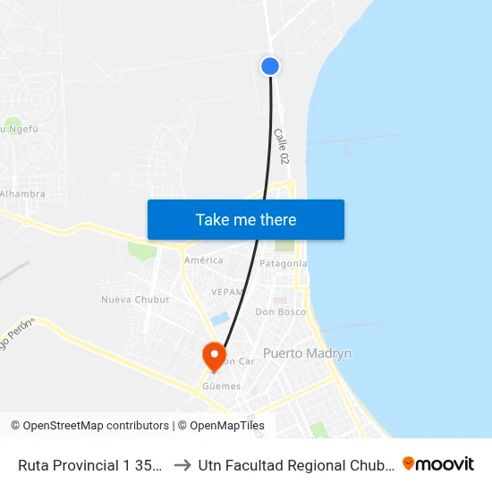 Ruta Provincial 1 3551 to Utn Facultad Regional Chubut map