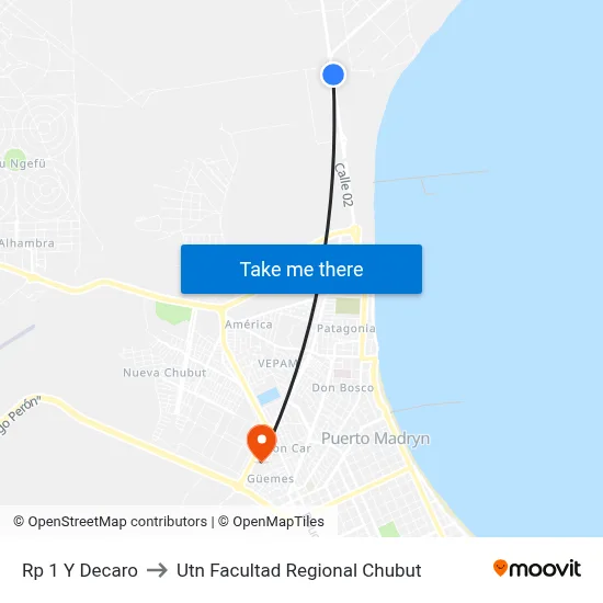 Rp 1 Y Decaro to Utn Facultad Regional Chubut map