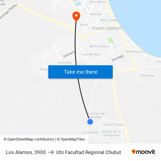 Los Alamos, 3900 to Utn Facultad Regional Chubut map