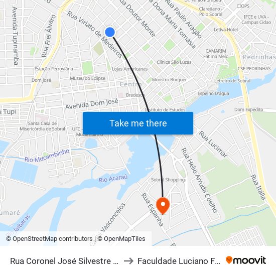 Rua Coronel José Silvestre | Vapt Vupt to Faculdade Luciano Feijão - Flf map