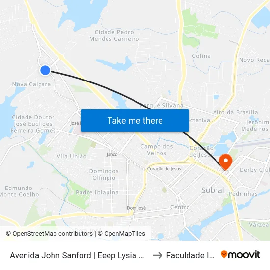Avenida John Sanford | Eeep Lysia Pimentel - Cohab 3 to Faculdade Ieducare map
