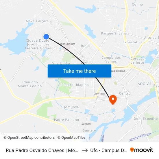 Rua Padre Osvaldo Chaves | Mecearia Aguiar - José Euclides to Ufc - Campus Do Mucambinho map