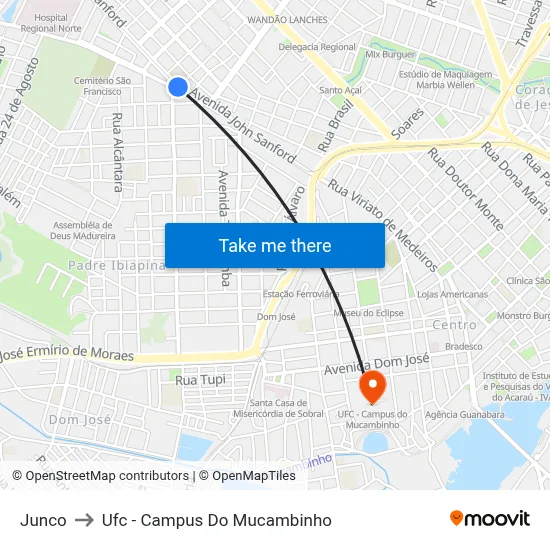 Junco to Ufc - Campus Do Mucambinho map