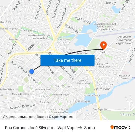 Rua Coronel José Silvestre | Vapt Vupt to Samu map