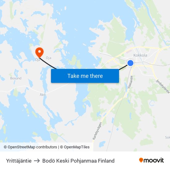 Yrittäjäntie to Bodö Keski Pohjanmaa Finland map