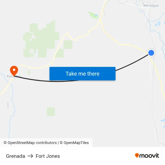 Grenada to Fort Jones map