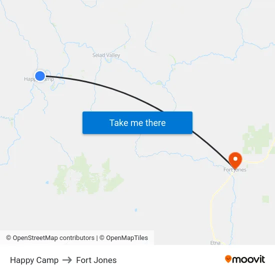 Happy Camp to Fort Jones map