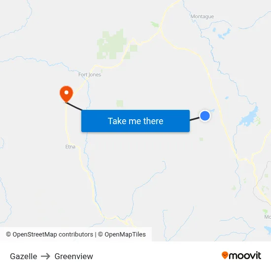 Gazelle to Greenview map