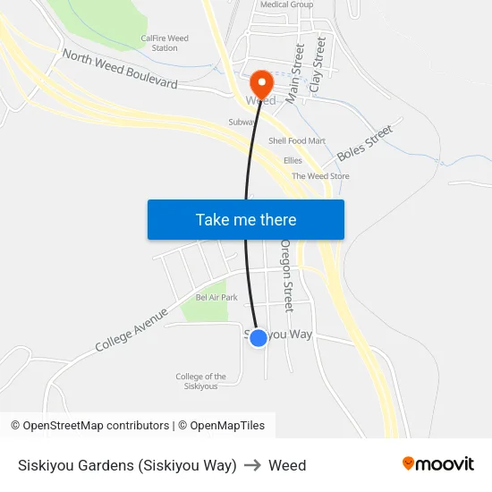 Siskiyou Gardens (Siskiyou Way) to Weed map
