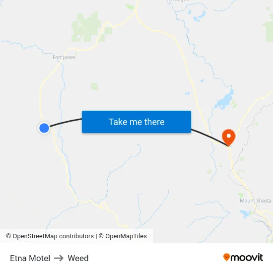Etna Motel to Weed map