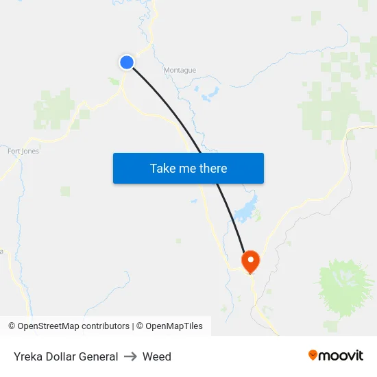 Yreka Dollar General to Weed map