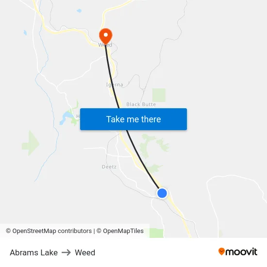 Abrams Lake to Weed map