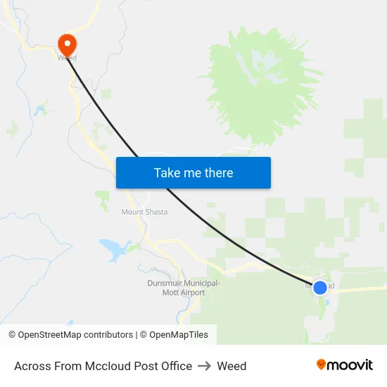 Across From Mccloud Post Office to Weed map