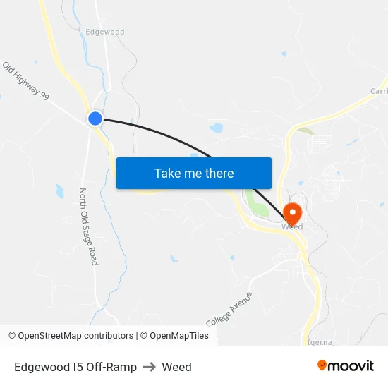 Edgewood I5 Off-Ramp to Weed map